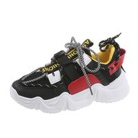 Thick-soled Color-blocking Mesh Sports Student Single Shoes Women