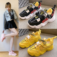 Thick-soled Color-blocking Mesh Sports Student Single Shoes Women