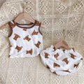 Baby Suit Summer Clothes Soft Cotton Yarn Cartoon Bear Sleeveless Bloomers Suit