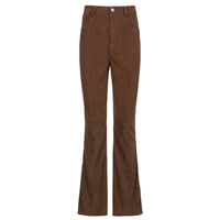 Corduroy Basic Casual Bell Bottom Pants