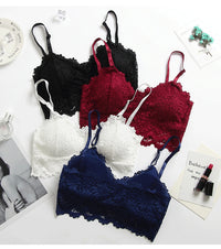 Sexy Ladies Tube Top With Double Shoulder Straps Lace Embroidery