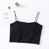 Thin Shoulder Straps Exposed Umbilical With Chest Pad Short Vest Bottoming Tube Top