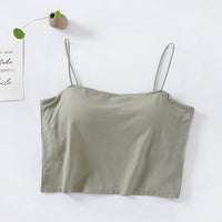 Thin Shoulder Straps Exposed Umbilical With Chest Pad Short Vest Bottoming Tube Top
