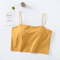 Thin Shoulder Straps Exposed Umbilical With Chest Pad Short Vest Bottoming Tube Top