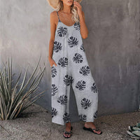 Summer New Style Sling Print Loose Jumpsuit Women