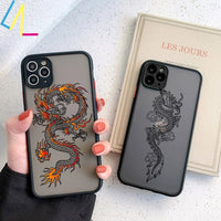Compatible with Apple, IPhone11 Apple Frosted Ins Mobile Phone Case 12ProMax For 7 8plus Line Dragon