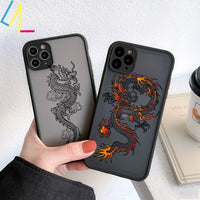 Compatible with Apple, IPhone11 Apple Frosted Ins Mobile Phone Case 12ProMax For 7 8plus Line Dragon