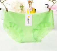 Pure Color Lace Edge Bamboo Charcoal Comfortable Women's Underpants