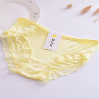 Pure Color Lace Edge Bamboo Charcoal Comfortable Women's Underpants