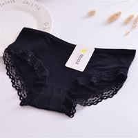 Pure Color Lace Edge Bamboo Charcoal Comfortable Women's Underpants
