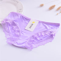 Pure Color Lace Edge Bamboo Charcoal Comfortable Women's Underpants