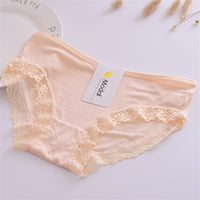Pure Color Lace Edge Bamboo Charcoal Comfortable Women's Underpants