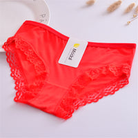 Pure Color Lace Edge Bamboo Charcoal Comfortable Women's Underpants