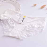 Pure Color Lace Edge Bamboo Charcoal Comfortable Women's Underpants