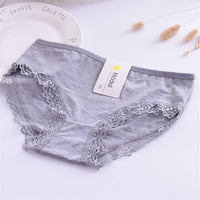 Pure Color Lace Edge Bamboo Charcoal Comfortable Women's Underpants