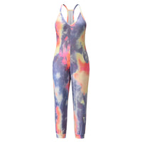 Sexy V Neck Suspender Jumpsuit Casual Tie Dye Homewear
