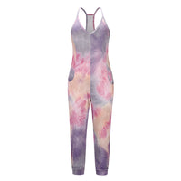 Sexy V Neck Suspender Jumpsuit Casual Tie Dye Homewear