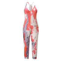 Sexy V Neck Suspender Jumpsuit Casual Tie Dye Homewear