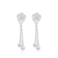 Simple Literary Small Flower Cherry Blossom Long Tassel Earrings