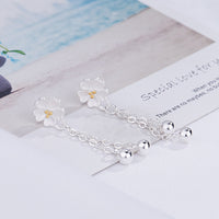 Simple Literary Small Flower Cherry Blossom Long Tassel Earrings