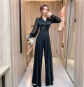 Chiffon Stitching Fashion Long Wide-leg Jumpsuit Women