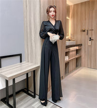 Chiffon Stitching Fashion Long Wide-leg Jumpsuit Women