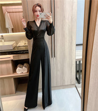 Chiffon Stitching Fashion Long Wide-leg Jumpsuit Women