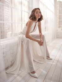 Sexy Deep V Halterneck Jumpsuit Casual Trousers