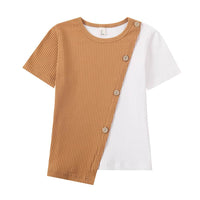 Irregular Contrast Short-Sleeved T-Shirt