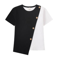 Irregular Contrast Short-Sleeved T-Shirt