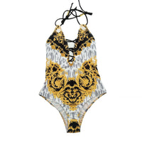 Printed bikini one-piece swimsuit