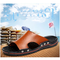 Summer New Cool And Breathable Men's Shoes One Word Slippers Beach Sandals