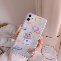 Laser Bear Mobile Phone Case Female Mobile Phone Case Starry Universe Cartoon Pattern