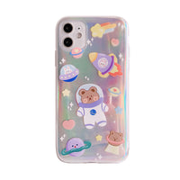 Laser Bear Mobile Phone Case Female Mobile Phone Case Starry Universe Cartoon Pattern