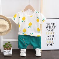 Western Style Suit T-shirt Short Sleeve 2-piece Set