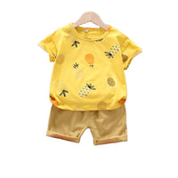 Western Style Suit T-shirt Short Sleeve 2-piece Set