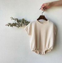 Cotton Waffle Short-Sleeved Romper