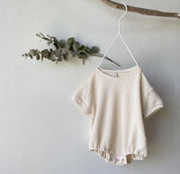 Cotton Waffle Short-Sleeved Romper