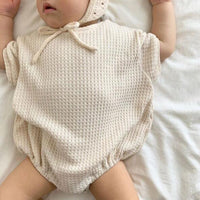 Cotton Waffle Short-Sleeved Romper