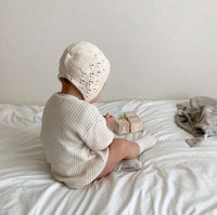 Cotton Waffle Short-Sleeved Romper