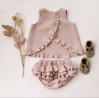 Ruffle Shorts Girls Two-piece Sleeveless Vest
