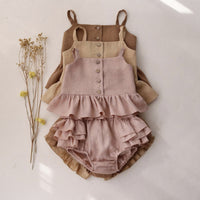 Ruffle Shorts Girls Two-piece Sleeveless Vest