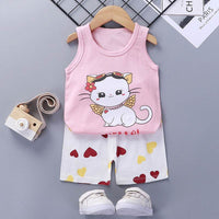 Children's Vest Suit Summer Cotton New Girl Shorts