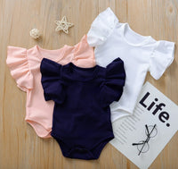 Baby Boy And Girl Short-sleeved Ruffle Jumpsuit