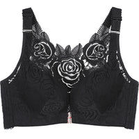 Summer New Rose Thin Bras Gathering Adjustable Underwear Big Chest Front Buckle Beautiful Back Big Size Bra