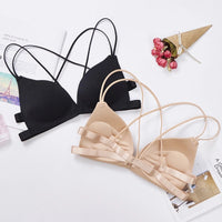 Cross-shoulder Straps No Underwire Gather Bra