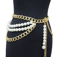 Women's Belt Atmospheric Slim Decoration Pearl Pendant Chain Waist Chain