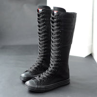 High-top Women's Casual Canvas Shoes Zipper Long Boots