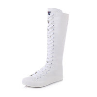High-top Women's Casual Canvas Shoes Zipper Long Boots