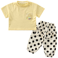 Girls Smiley Face Suit, Baby Western Style Two-piece Suit